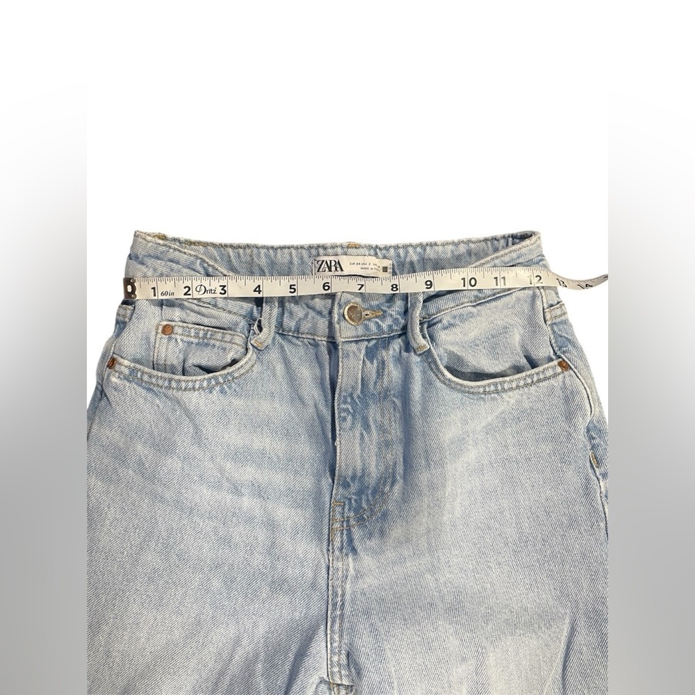 Zara Light Wash Casual Frayed Hem Jeans Size 2 Women’s EUC - Picture 2 of 10